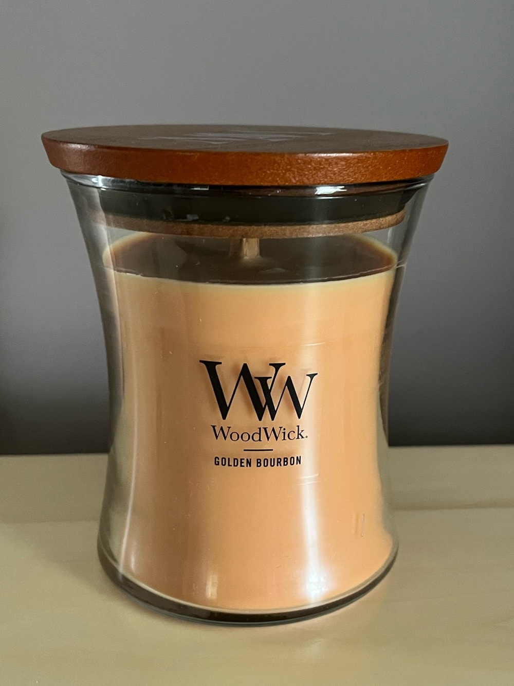 New WoodWick Golden Bourbon Crackling Candle 9.7 Oz.